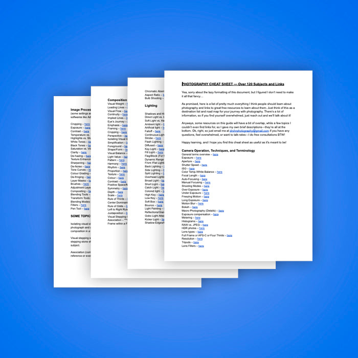 Photography Cheat Sheet